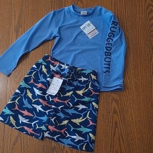 Rugged butts Rash Guard and Swim Trunks.
